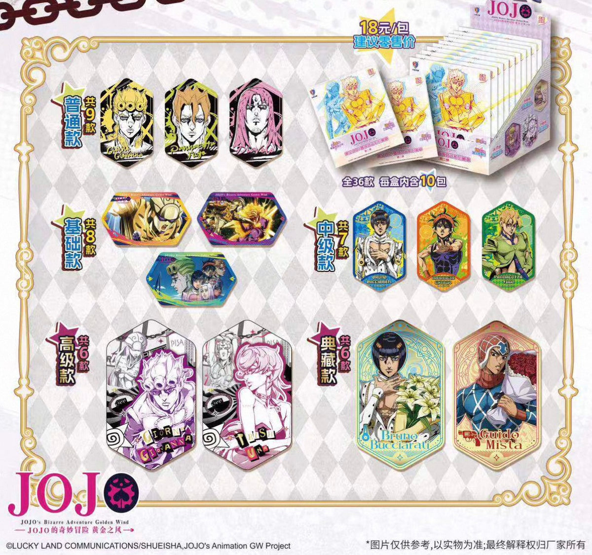 Jojo’s Bizarre Adventure Golden Wind Gold Part 2 Badge Blind Bag