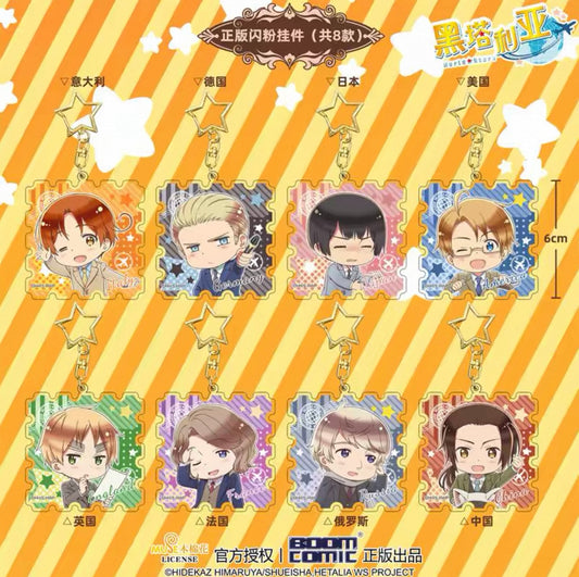 Hetalia World Stars Glitter Acrylic Keychain